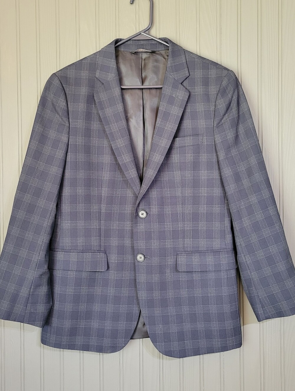 Banana Republic Wool Blend Blazer Tailored Fit Plaid Blue Men's 40 Short